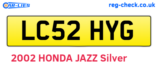 LC52HYG are the vehicle registration plates.