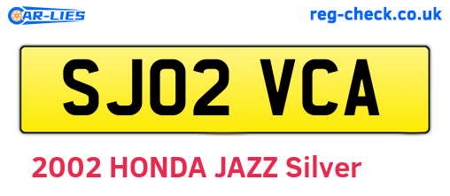 SJ02VCA are the vehicle registration plates.