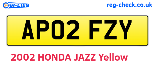 AP02FZY are the vehicle registration plates.