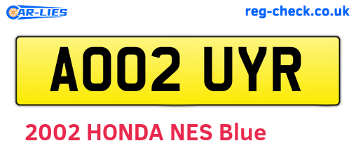 AO02UYR are the vehicle registration plates.