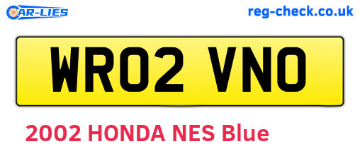 WR02VNO are the vehicle registration plates.