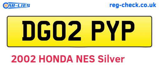DG02PYP are the vehicle registration plates.