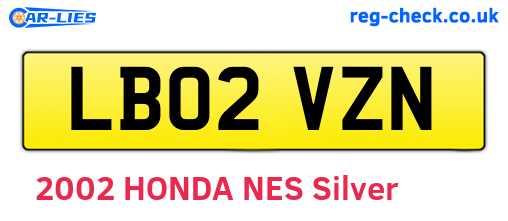 LB02VZN are the vehicle registration plates.