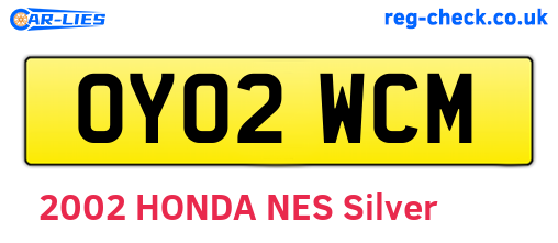 OY02WCM are the vehicle registration plates.