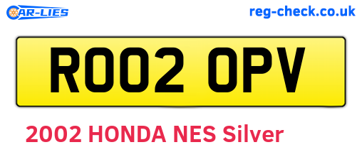 RO02OPV are the vehicle registration plates.