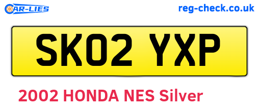 SK02YXP are the vehicle registration plates.