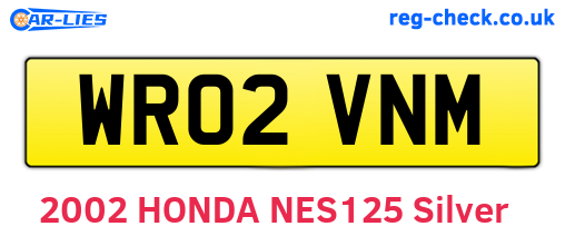 WR02VNM are the vehicle registration plates.