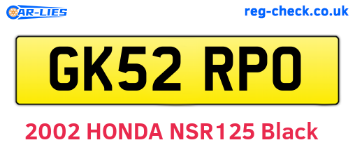 GK52RPO are the vehicle registration plates.