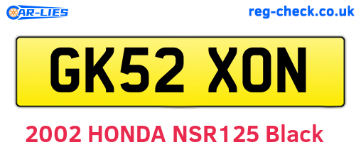 GK52XON are the vehicle registration plates.