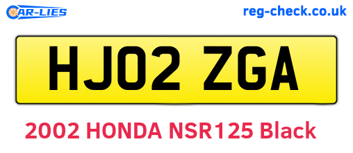 HJ02ZGA are the vehicle registration plates.