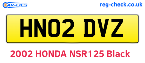 HN02DVZ are the vehicle registration plates.