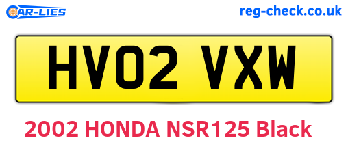 HV02VXW are the vehicle registration plates.