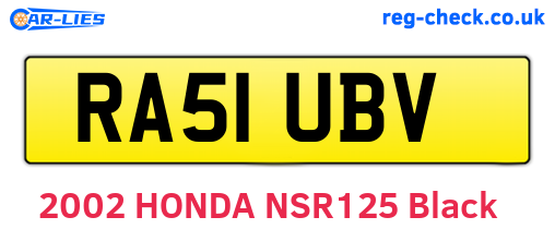 RA51UBV are the vehicle registration plates.