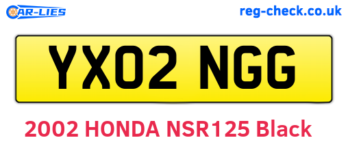 YX02NGG are the vehicle registration plates.