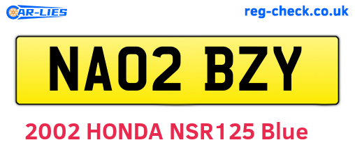 NA02BZY are the vehicle registration plates.