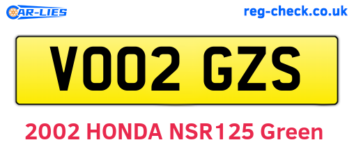 VO02GZS are the vehicle registration plates.