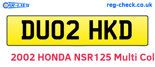 DU02HKD are the vehicle registration plates.