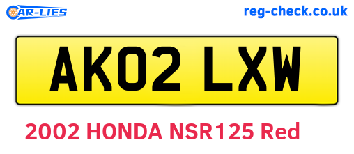 AK02LXW are the vehicle registration plates.