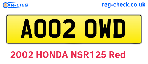 AO02OWD are the vehicle registration plates.