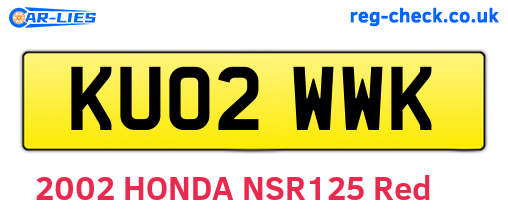 KU02WWK are the vehicle registration plates.