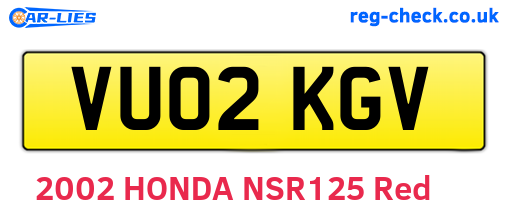 VU02KGV are the vehicle registration plates.