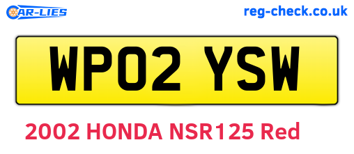 WP02YSW are the vehicle registration plates.