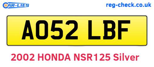 AO52LBF are the vehicle registration plates.