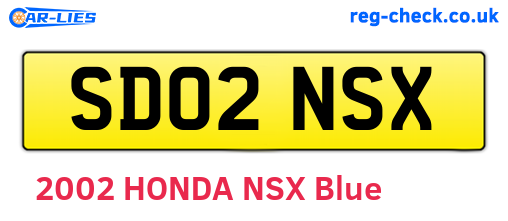 SD02NSX are the vehicle registration plates.