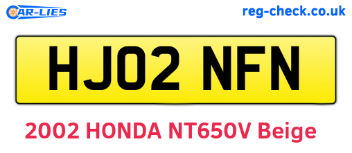 HJ02NFN are the vehicle registration plates.