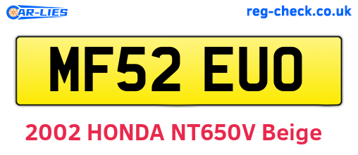 MF52EUO are the vehicle registration plates.