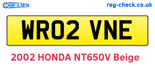 WR02VNE are the vehicle registration plates.