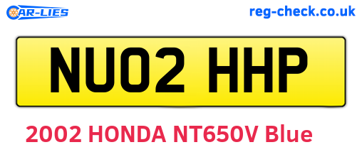 NU02HHP are the vehicle registration plates.