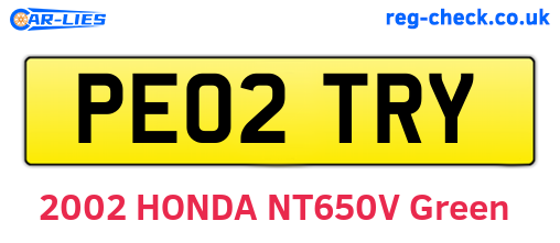 PE02TRY are the vehicle registration plates.