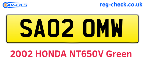 SA02OMW are the vehicle registration plates.