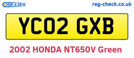 YC02GXB are the vehicle registration plates.