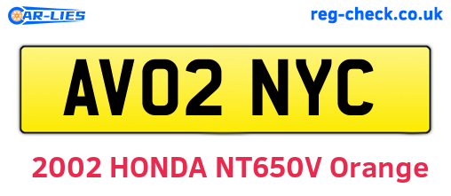 AV02NYC are the vehicle registration plates.