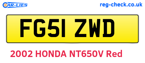 FG51ZWD are the vehicle registration plates.