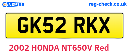 GK52RKX are the vehicle registration plates.