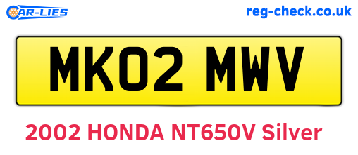MK02MWV are the vehicle registration plates.