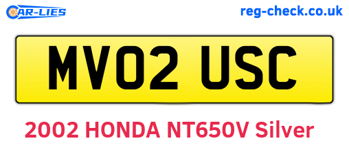 MV02USC are the vehicle registration plates.