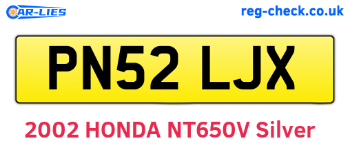 PN52LJX are the vehicle registration plates.