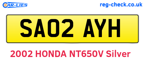 SA02AYH are the vehicle registration plates.