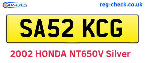 SA52KCG are the vehicle registration plates.