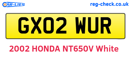 GX02WUR are the vehicle registration plates.