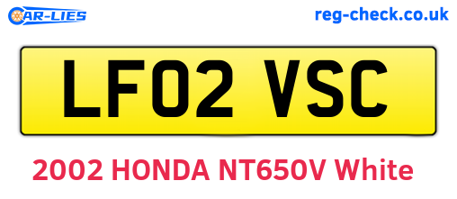 LF02VSC are the vehicle registration plates.