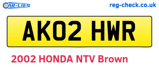 AK02HWR are the vehicle registration plates.