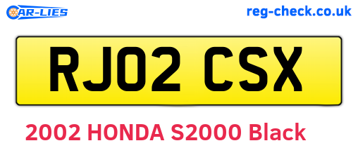RJ02CSX are the vehicle registration plates.