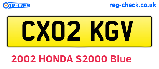 CX02KGV are the vehicle registration plates.