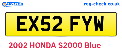 EX52FYW are the vehicle registration plates.