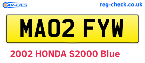 MA02FYW are the vehicle registration plates.